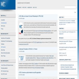 Screenshot World Wide Web Consortium home page screen in July 24, 2022