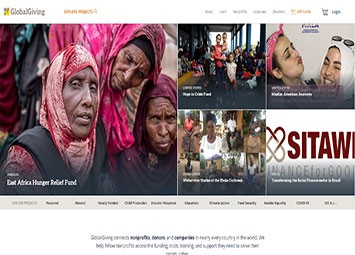Screenshot globalgiving.org home page screen in August 19, 2022