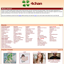Screenshot 4chan.org home page screen in October 07, 2022